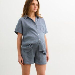 The Aubrey Shirt in Navy/White by HATCH Size 2